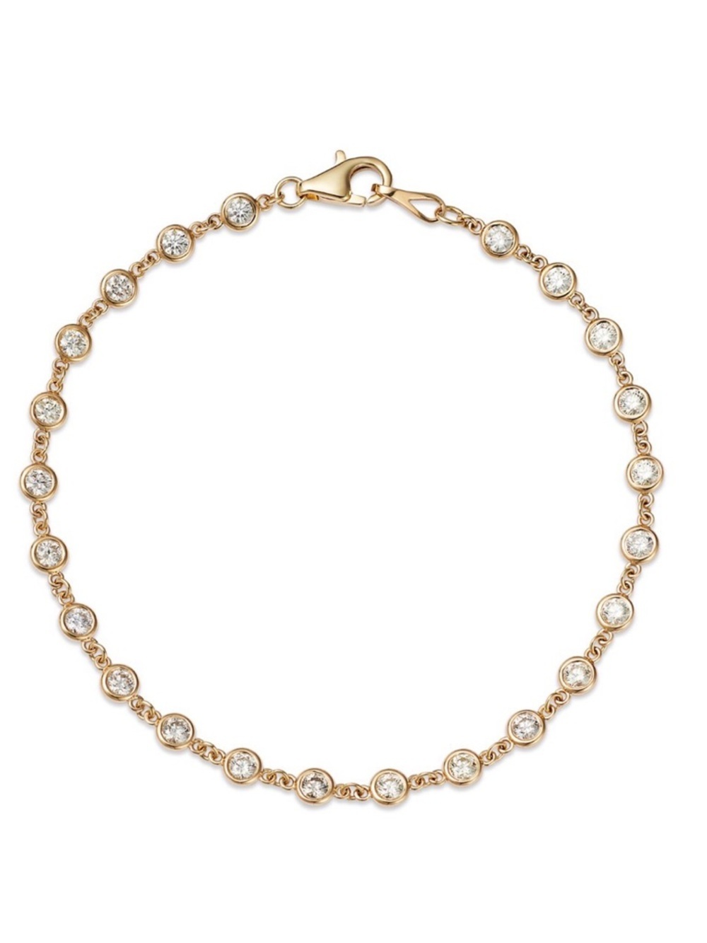 14K YELLOW GOLD 1.60 TCW DIAMOND STATION TENNIS BRACELET- LIKE NEW - Picture 1 of 7